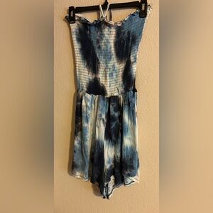 Rue21 Blue and White Tie Dye Romper